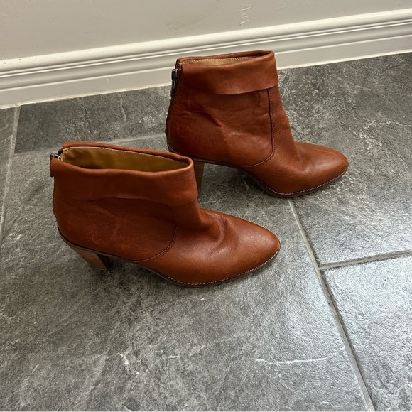 Lucky Brand Nycott Leather Bootie Stacked Heel Size 10M(42) Brown Fall Boho - Picture 2 of 16